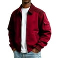 thumbnail image 3 of Men's Winter Casual Jacket with Solid Color Design, Front Pockets, Full Zipper Closure, Large Size Fit for Sports and Outdoor Adventures during Cold Weather Holidays and Daily Leisure Wear,Wine,M, 3 of 6