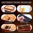 thumbnail image 7 of Cigar Humidor, Cedar Wood Humidor Cigar Box, Glass Top Desktop Humidor with Front Hygrometer and Cigar Accessories, up to 80 Cigars with Cedar Wood Tray, Cigar Gifts for Men, 7 of 7