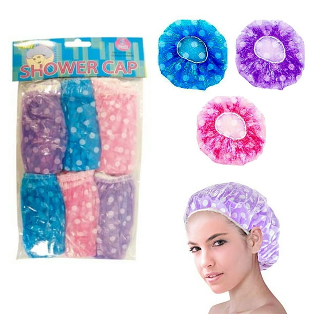 6 Pc Disposable Shower Caps Waterproof Cap Elastic Band Bath Hair Net