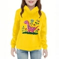 thumbnail image 2 of Trupants Little Girls 5T Kids Hoodie - Yellow Cute Dinosaur with Floral Details, Lightweight Easy Wash for School/Playdates, 2 of 5