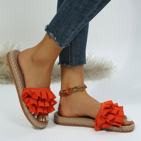 

Gubotare Winter Slippers For Women Women s Slide Slipper Sandals With Faux Orange 41