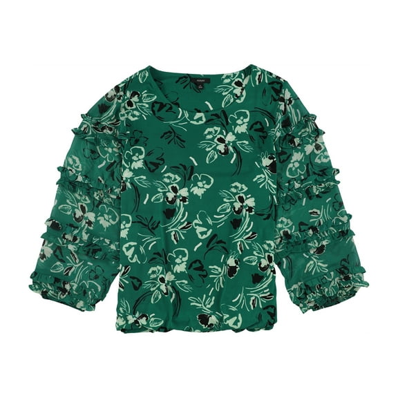 Alfani Womens Bubble Pullover Blouse, Green, 3X