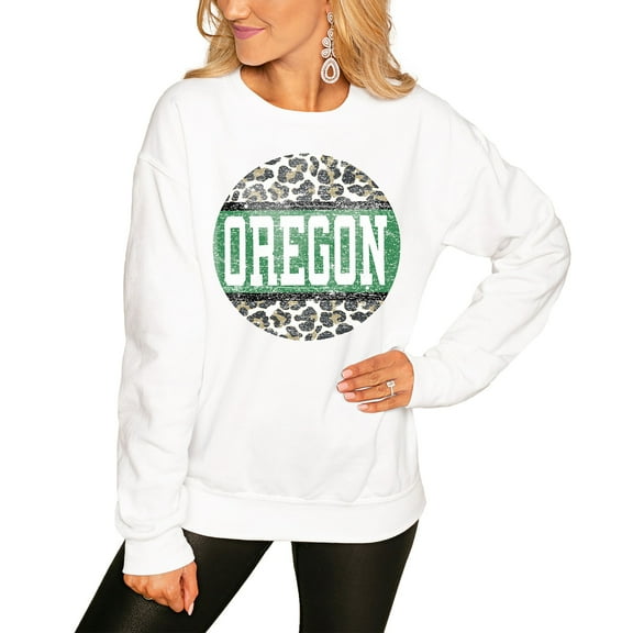 Women's White Oregon Ducks Scoop & Score Pullover Sweatshirt