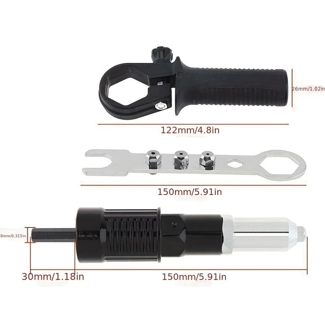 HLONK Pistolet à Écrous à Rivets Électrique Professionnel 7 Pcs/ensemble Adaptateur Insert Perceuse Électrique Sans Fil Trousse d'Outils Nouveau zzz