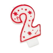 Chef Craft Classic Numeral Candle, Number 2, 3 inch, White/Red
