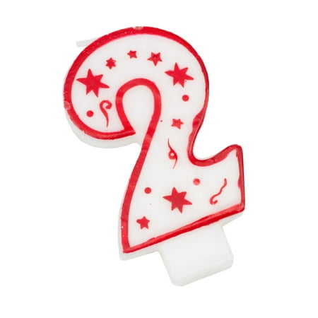 Chef Craft Classic Numeral Candle, Number 2, 3 inch, White/Red