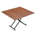 thumbnail image 6 of 4 in 1 Folding Dining Table, Modern Coffee Table with Walnut Textured Desktop & Black Metal Legs, Multifunctional Office Table, Rectangular Dressing Table for Living Room, Dining Room, Office, 6 of 9
