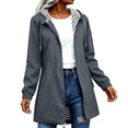 thumbnail image 6 of CFLVAEK Womens Long Rain Jacket Lightweight Waterproof Hooded Windbreaker Fall Outdoor Travel Hiking Rain Coat with Pockets Gray XXL, 6 of 9