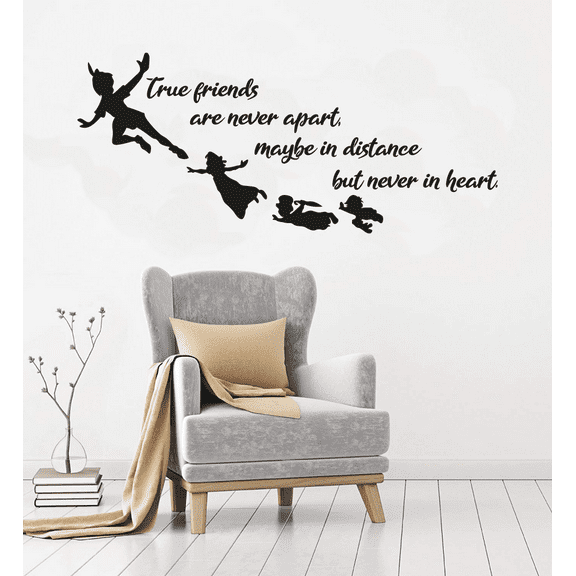 True Friends Are Never Apart Maybe In Distance But Never In Heart Life Quote Vinyl Wall Art Sticker Wall Decal Decoration Home Room Nursery Kids Room Boy Girl Kinder Wall Décor Size (27x30 inch)