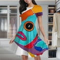 thumbnail image 2 of Colorful Fish Art Print Women's Classic Swing Skater Dress Casual Work Party Cocktail Dresses, 2 of 6