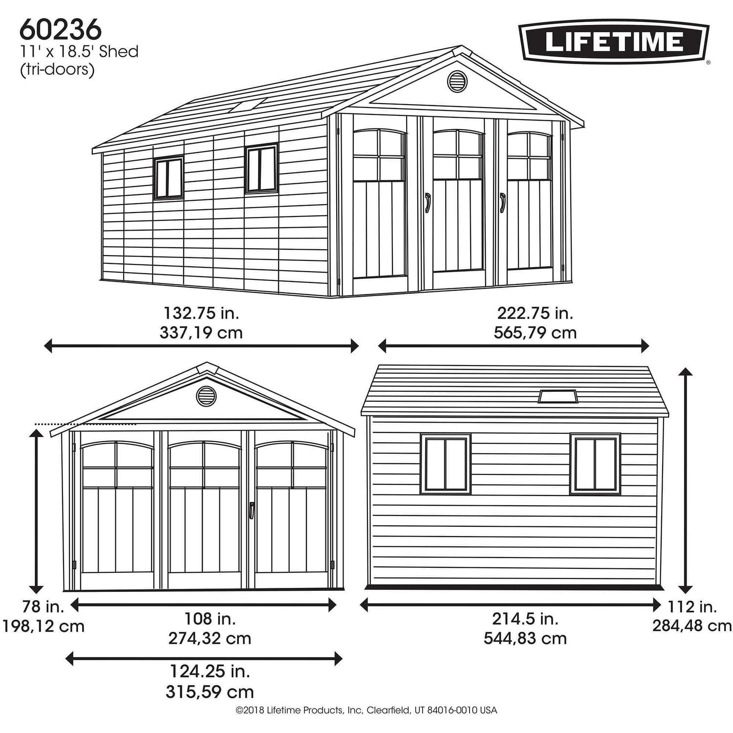 LIFETIME 11 Ft. X 18.5 Ft. Outdoor Storage Shed