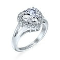 thumbnail image 5 of Bling Jewelry Womens Romantic 3CT Heart Shape CZ Halo Engagement Ring in Sterling Silver Split Band, 5 of 5