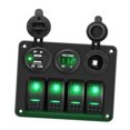 thumbnail image 1 of 4 Gang Rocker Switch Panel, Water Proof Marine Boat Toggle Rocker Switch Box, LED Display Voltmeter + 2 USB Charger + Cigarette Lighter, Switch Panel Box for Automotive, Truck,, 1 of 7
