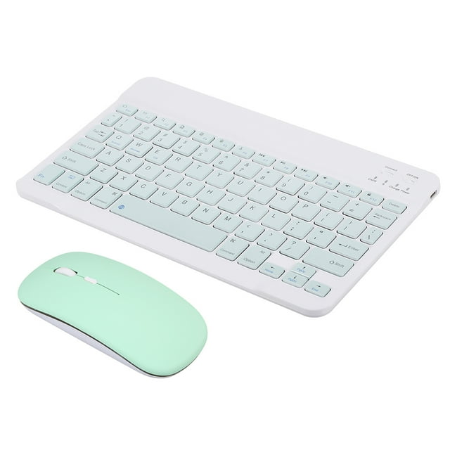 yeacher Clavier et Souris Bluetooth Ultra-Minces de 10 Pouces avec 78 Touches, Conception Rechargeable, Souris Réglable à 3 Niveaux de DPI, Compatibilité Multi-Systèmes, Vert (Pile de Souris Non Incluse)