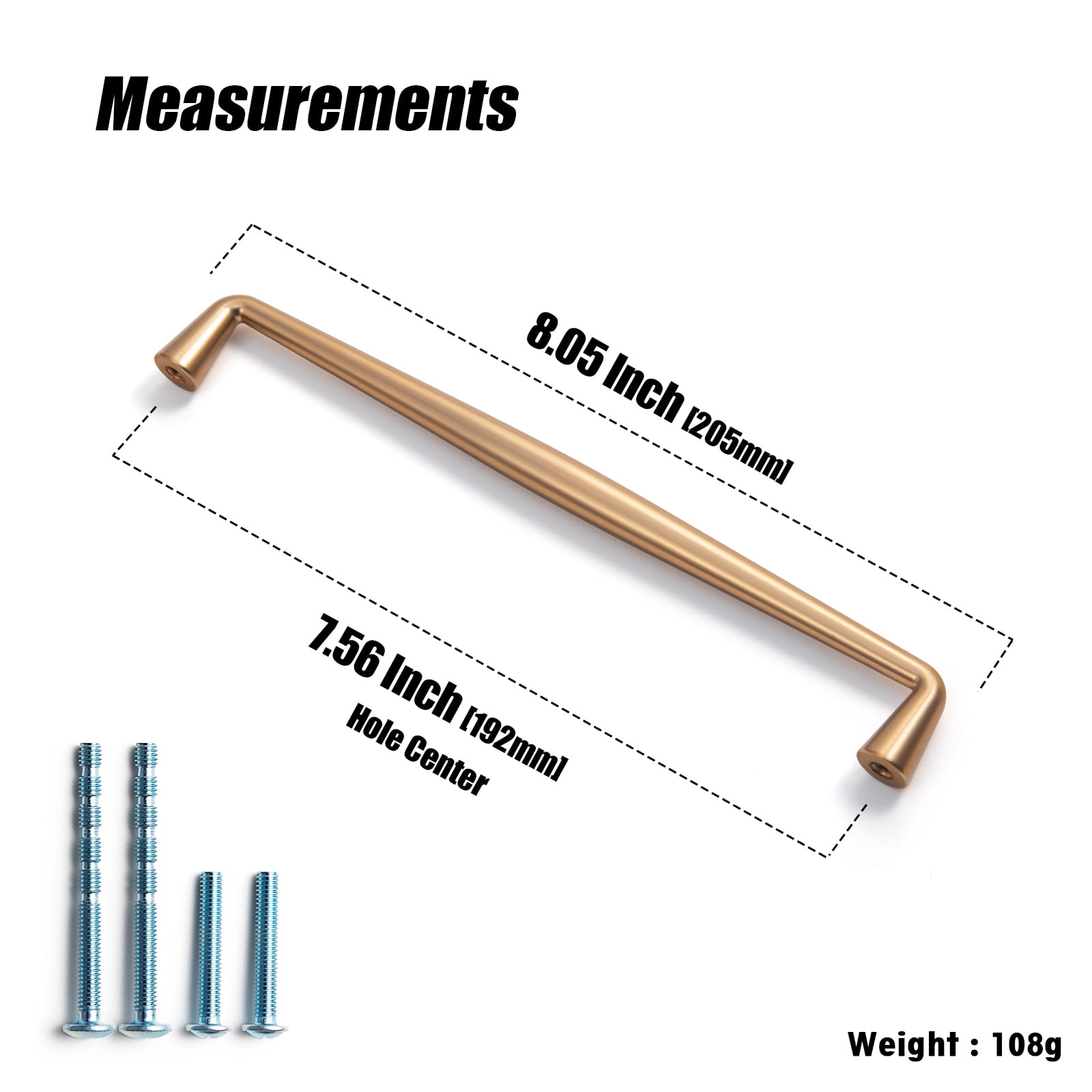 Goo-Ki 12 Pack 7.6" Hole Center Dark Champagne Bronze Kitchen Cabinet Handles, Closet Classic Zinc Alloy Drawer Cabinet Pulls Dresser Hardware for Bedroom
