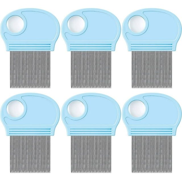6 Piezas Removedor De Piojos Peine Para El Cabello Eliminación De Liendres Con Lupa, Herramienta De Dientes De Metal Fino Para Perros Gatos Aseo Humano Y Eliminación De Escamas De Caspa/l