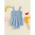 thumbnail image 4 of Bagilaanoe Newborn Baby Girl Summer Rompers Pleated Sleeveless Bodysuits 3M 6M 12M 18M 24M Infant Casual One Piece Short Jumpsuit, 4 of 7