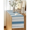 thumbnail image 5 of Ocean Blue White Stripe Table Runner, Modern Abstract Sea Blue Striped Cotton Linen Kitchen Table Decoration Washable Dining Tabletop Runners for Home Party Decor 13x36 Inches, 5 of 9