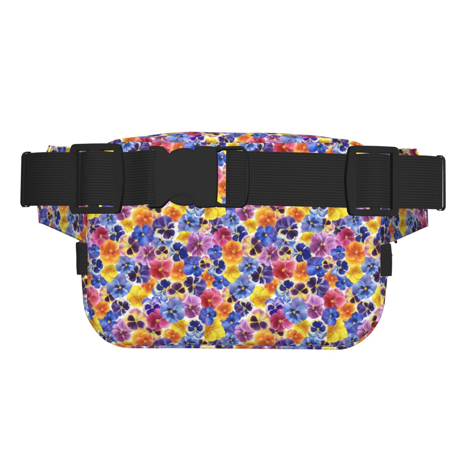 Hirioo The Garden Tricolor Pansy Flower for Double Layer Waist Bag Adjustable Fanny Pack For Travel Running Hiking