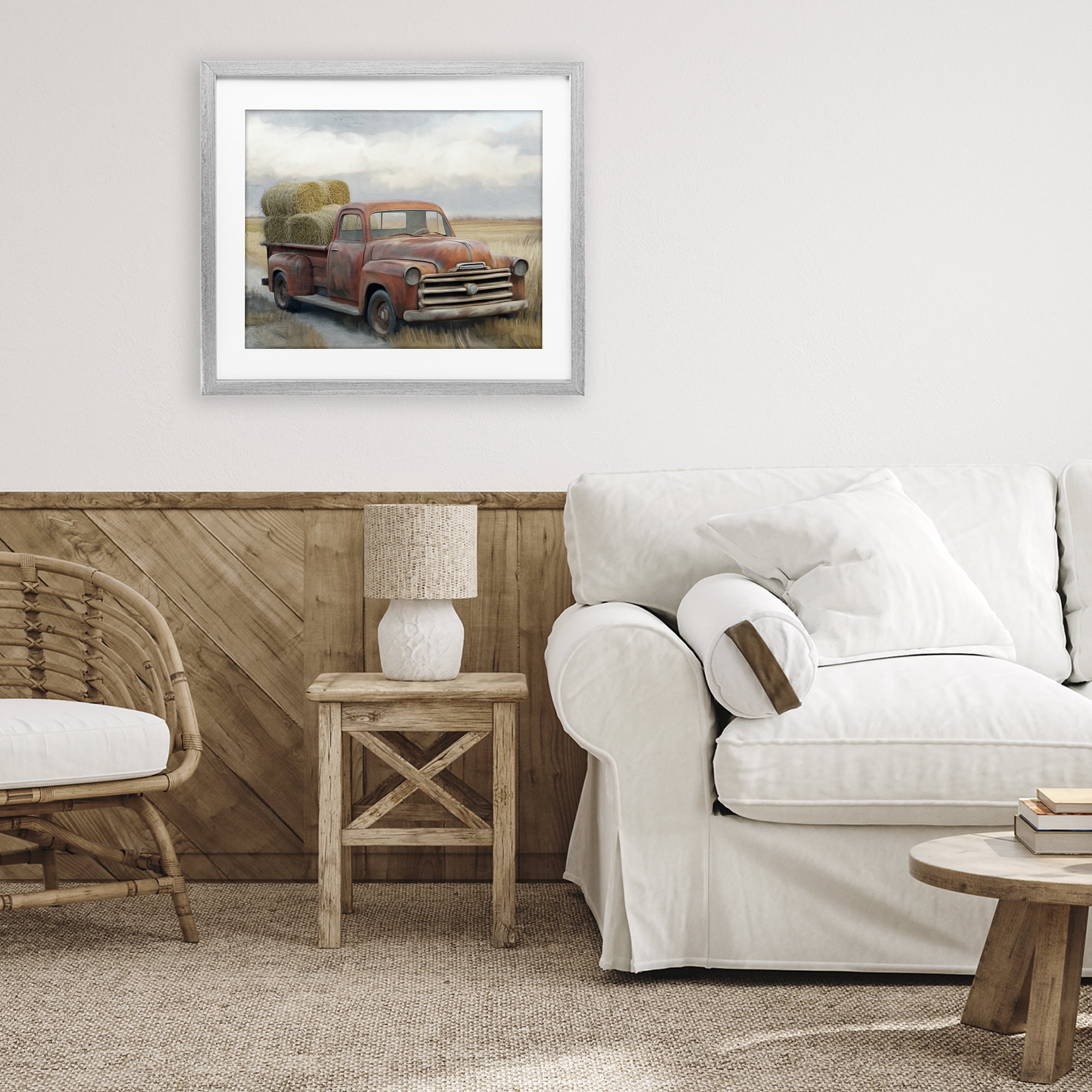 Stupell Industries Hay Time Farm Truck Load Gray Framed Print Under Glass, design by Kim Allen