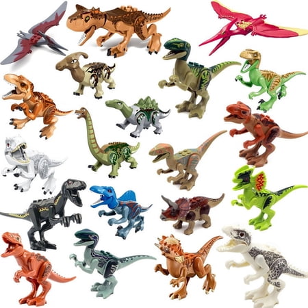 20pcs Dinosaur Models Minifigures Building Block Kit Set,Dinosaur Collection Mini Action Figures Toys, Gift for Boys Girls and Dinosaur Fans