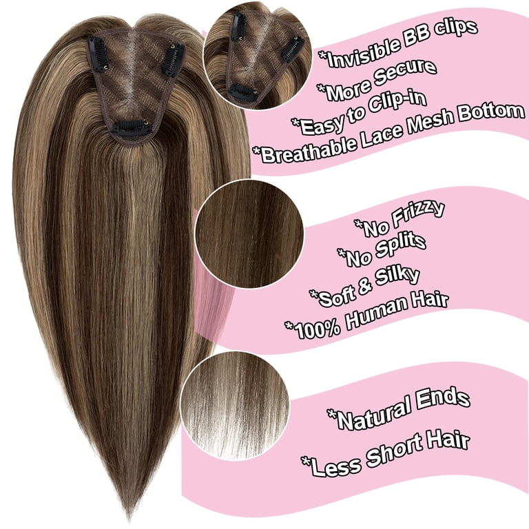 14 Inch Human Hair Topper No Bangs 150% Density Remy Hair Piece Amazon.com : TESSHAIR Human Hair Topper for Women No Bangs  main image 2