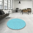 thumbnail image 3 of Ahgly Company Indoor Square Patterned Bright Turquoise Blue Area Rugs, 4' Square, 3 of 6