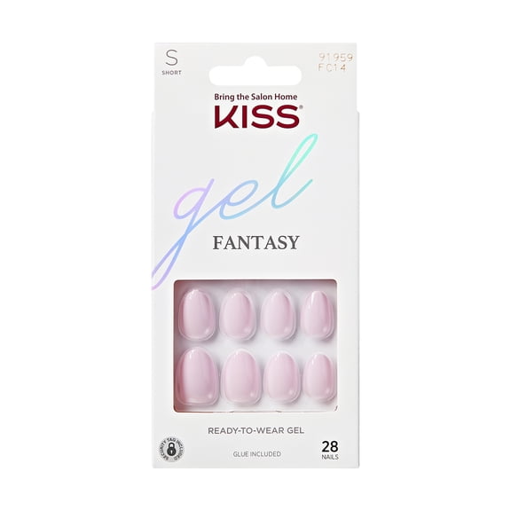 KISS Gel Fantasy Sculpted Medium Square Glue-On Nails, Glossy Dark Green, 'High Life', 28 Ct.