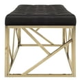 thumbnail image 3 of SAFAVIEH Farah Modern Glam Rectangular Tufted Bench, Black/Brass, 3 of 8