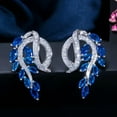 thumbnail image 4 of Silver Plated Cubic Zirconia Leaf Blue Stud Earrings for Women Fashion Jewelry, 4 of 9