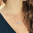 thumbnail image 2 of 925 Silver and 10K Yellow Gold Pink Moissanite and White Moissanite and White Lab Grown Diamond Interlocking Heart Pendant Necklace for Women (0.49 Cttw, Gemstone Birthstone, with 18 inch Chain), 2 of 3