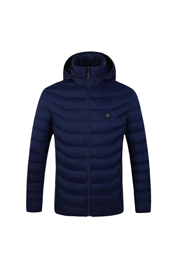 Outdoor Warm Clothing Heated For Riding Skiing Fishing Charging Via Heated Coat Blue XXXXL