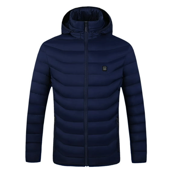 jsaierl Heated Jacket 4 Zone Heating Lightweight Down Hooded Coat USB Rechargeable Heating Coats Outerwear for Men Women