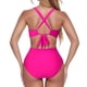 thumbnail image 5 of Gibobby Trajes de Baño para Mujer Bañido de cintura Monokini Empuja Mujeres traje de baño uno Pieza de traje alto envoltura Swimwears Swimswears(Rosa caliente,XL), 5 of 5