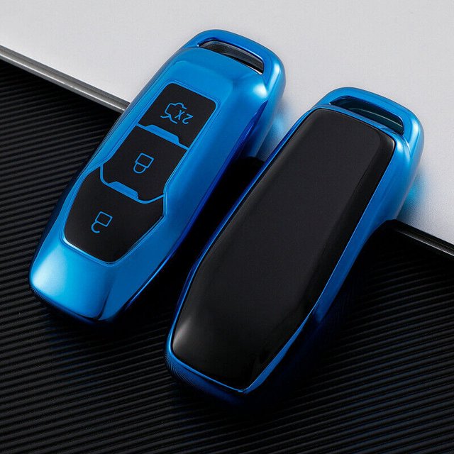 Para Ford Edge Taurus Explorer Mustang Mondeo Funda suave de TPU para llavero (azul)