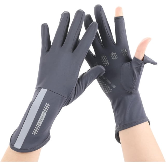 HUGFEGWE Mens Women Driving Gloves Summer UV Sun Protection Gloves Non-Slip Touchscreen Ice-Silk Sunblock Gloves for Cycling Riding U2537-18735