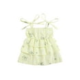 thumbnail image 1 of Xingqing 4 Couleurs d'Été Bébé Filles Mignonne Robe Fleurs Imprimées sur l'Épaule Sans Manches A-Ligne Mini Robe, 1 of 7