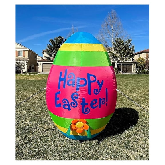 Inflatable Easter Egg Decoration 4ft with LED Lights - Cute Blow Up Yard Decor for Easter, Parties, Indoor & Outdoor Holiday Displays - Family Home Lawn Decoration
