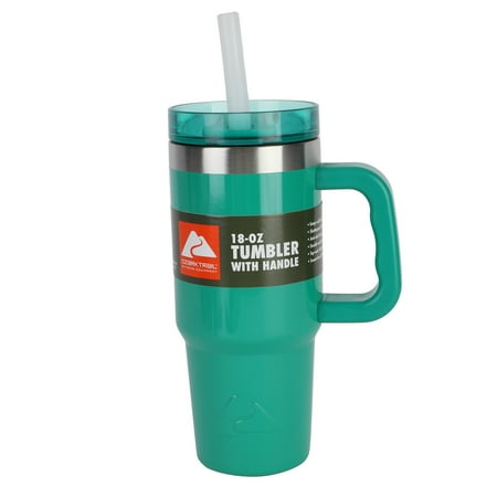 Ozark Trail 18 Oz Tumbler With Handle, Shimmer Serrano Pepper