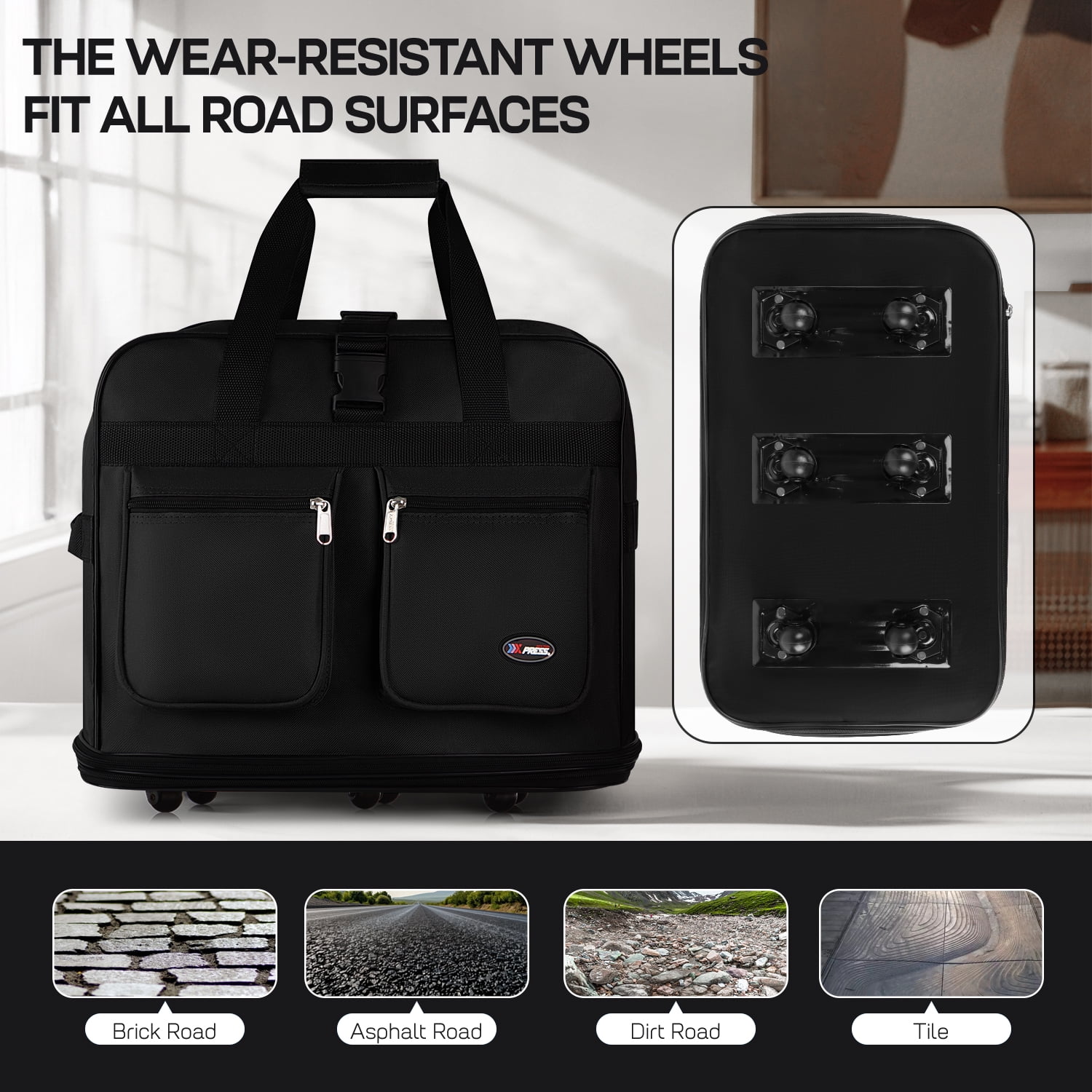 40" Expandable Foldable Luggage Bag Suitcase with 6 Swivel Wheels Collapsible Rolling Travel Bag for Home Storage Moving,Black - EX