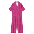 thumbnail image 4 of Two Piece Sets for Women Summer Casual Outfit Sets Fashion Stripes Printed V Neck Short Sleeve Topss and Wide Leg Double Pocket Pants Set Vacation Travel Outfits Fashion 2026, 4 of 6