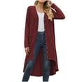 thumbnail image 4 of Usmixi 2023 Trench Coat for Women Winter Sweater Cardigan for Women Casual Solid Open Front Button Loose Knit Sweater Coat Fall Lightweight Loose Long Sleeve Pocket Long Outwear Weekly, 4 of 5