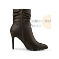 thumbnail image 5 of BLISSFUL STEP Women's relaxed Side Zip Stiletto Heel Ankle Boots Coffee 7.5, 5 of 7