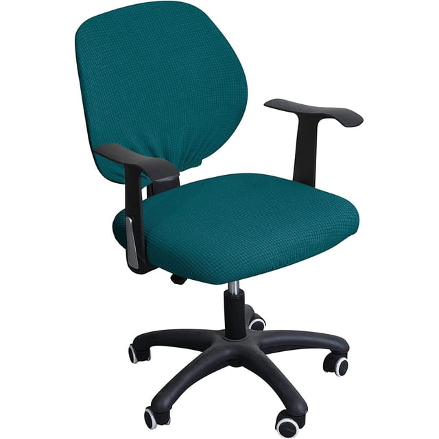 ORUYROP Housse de Chaise de Bureau Turquoise Résistante à l'Eau Extensible Jacquard Élastique Housses 2 Pcs pour Chaise d'Ordinateur de Bureau Housse Extensible