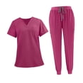 thumbnail image 2 of Conjunto de uniforme exfoliante para mujer, uniformes de enfermería de tela de trabajo para SPA, tienda de mascotas, cosmetología Rosa, 2 of 8