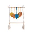 thumbnail image 1 of Estante colgante de pared de macramé, soporte de exhibición bohemio, estante de madera con cuerda tejida para colgar en la pared, estantes, 1 of 9