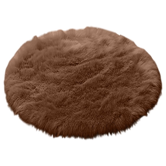 Sheepskin Round Rug 15.7 Inch, Fluffy Shag Circle Rug for Bedroom, Nursery, Living Room, Washable Non- Fuzzy Area Rug for Home Decor and Kids Playroom