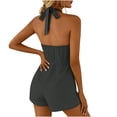 thumbnail image 6 of Favoffer Women Halter Neck Jumpsuit Backless Solid Color Romper Elastic Waist Pocketed One Piece Shorts Loose Casual Overalls for Beach Party Daily, 6 of 9