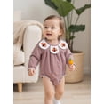 thumbnail image 5 of BemeyourBBs Girl Thanksgiving Romper Long Sleeve Turkey Embroidery Plaid Jumpsuit, 5 of 9