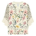 thumbnail image 5 of Babysbule Womens Summer Top Women Flowers Printing V-Neck Long Sleeve Halter Off Shoulder T-Shirt Casual Tops Blouse, 5 of 5